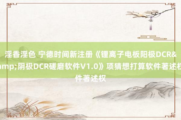 淫香淫色 宁德时间新注册《锂离子电板阳极DCR&阴极DCR磋磨软件V1.0》项猜想打算软件著述权
