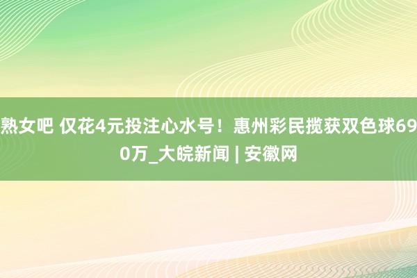 熟女吧 仅花4元投注心水号！惠州彩民揽获双色球690万_大皖新闻 | 安徽网