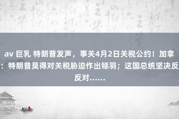 av 巨乳 特朗普发声，事关4月2日关税公约！加拿大总理：特朗普莫得对关税胁迫作出铩羽；这国总统坚决反对......