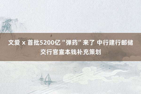 文爱 x 首批5200亿“弹药”来了 中行建行邮储交行官宣本钱补充策划